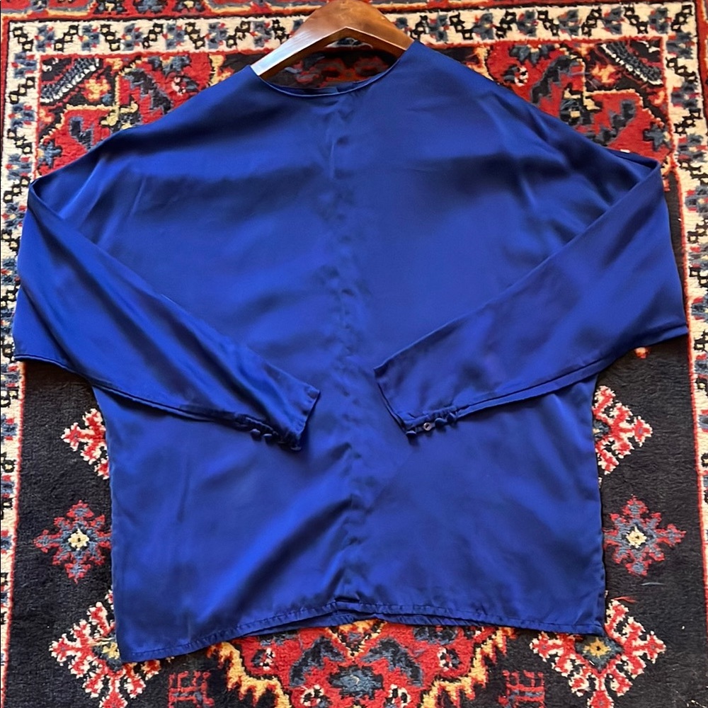 Elegant Blue 100% SILK Blouse